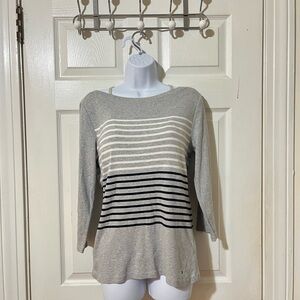 Tommy Hilfiger Gray and Navy Striped Top